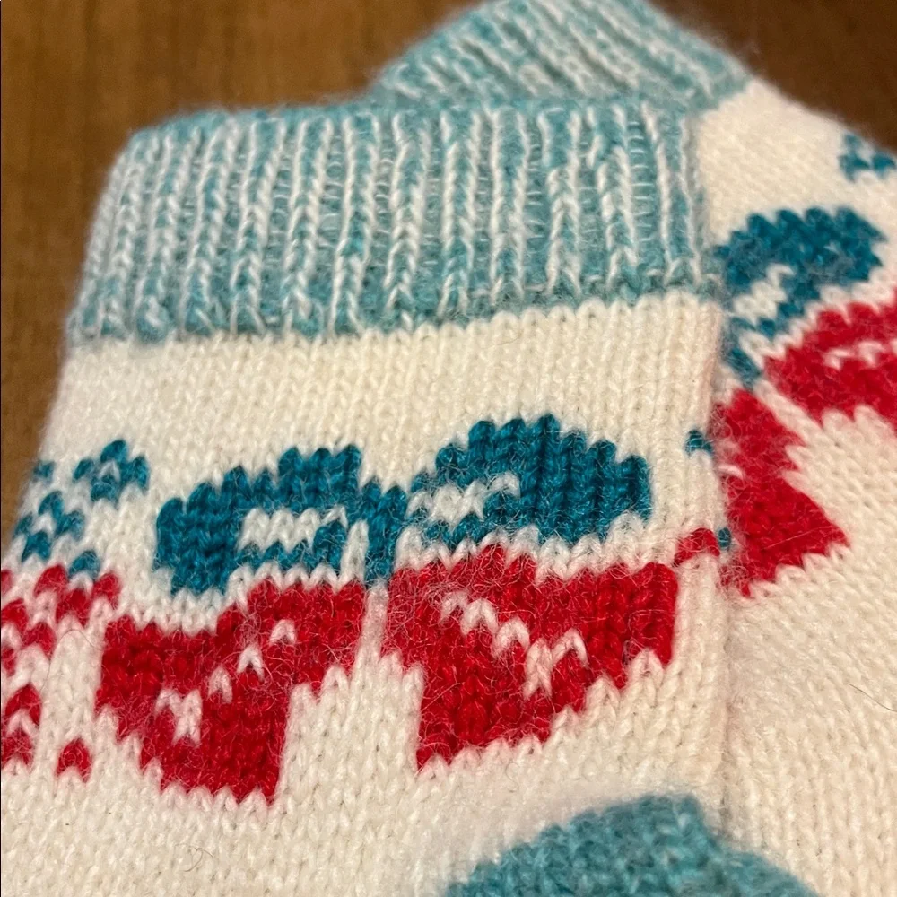 Vintage wool, hand knit Christmas socks